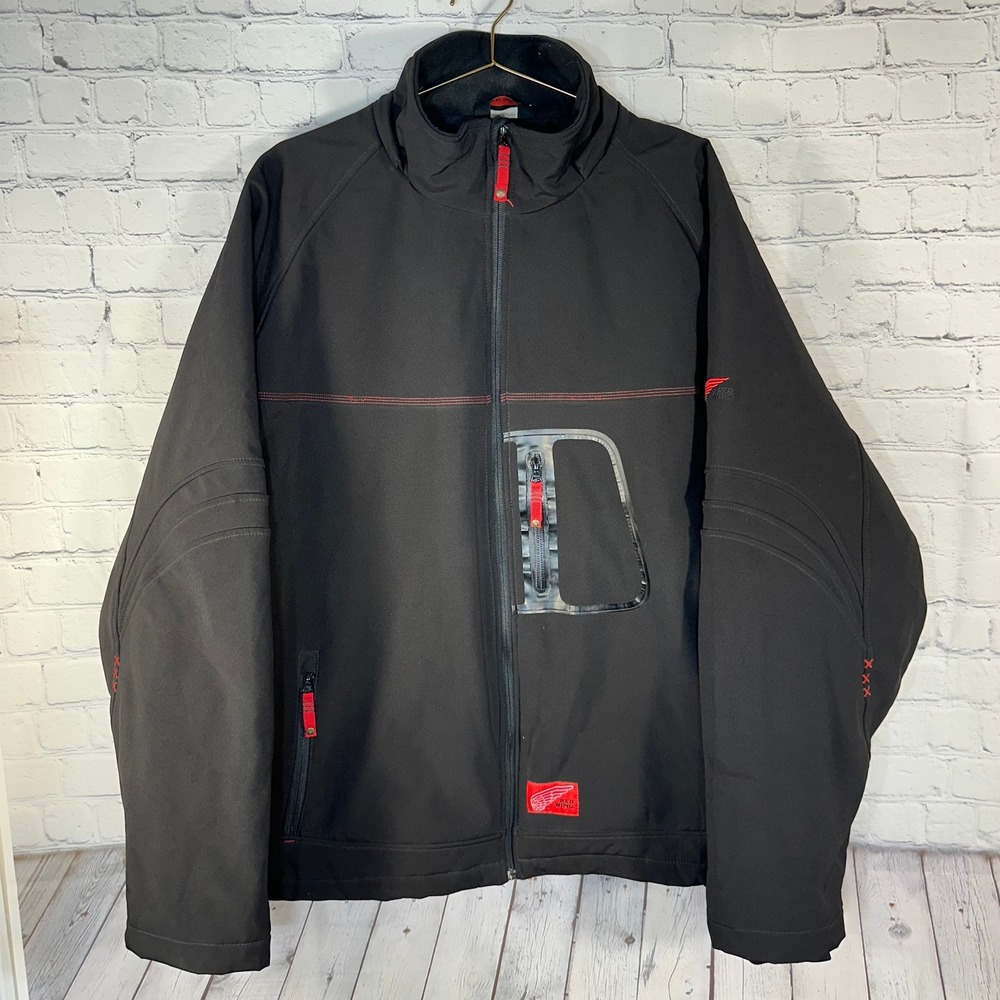 Red Wing Shoes Mens Soft Shell 3-Layer Jacket Black Red 6900858 Size 2XL